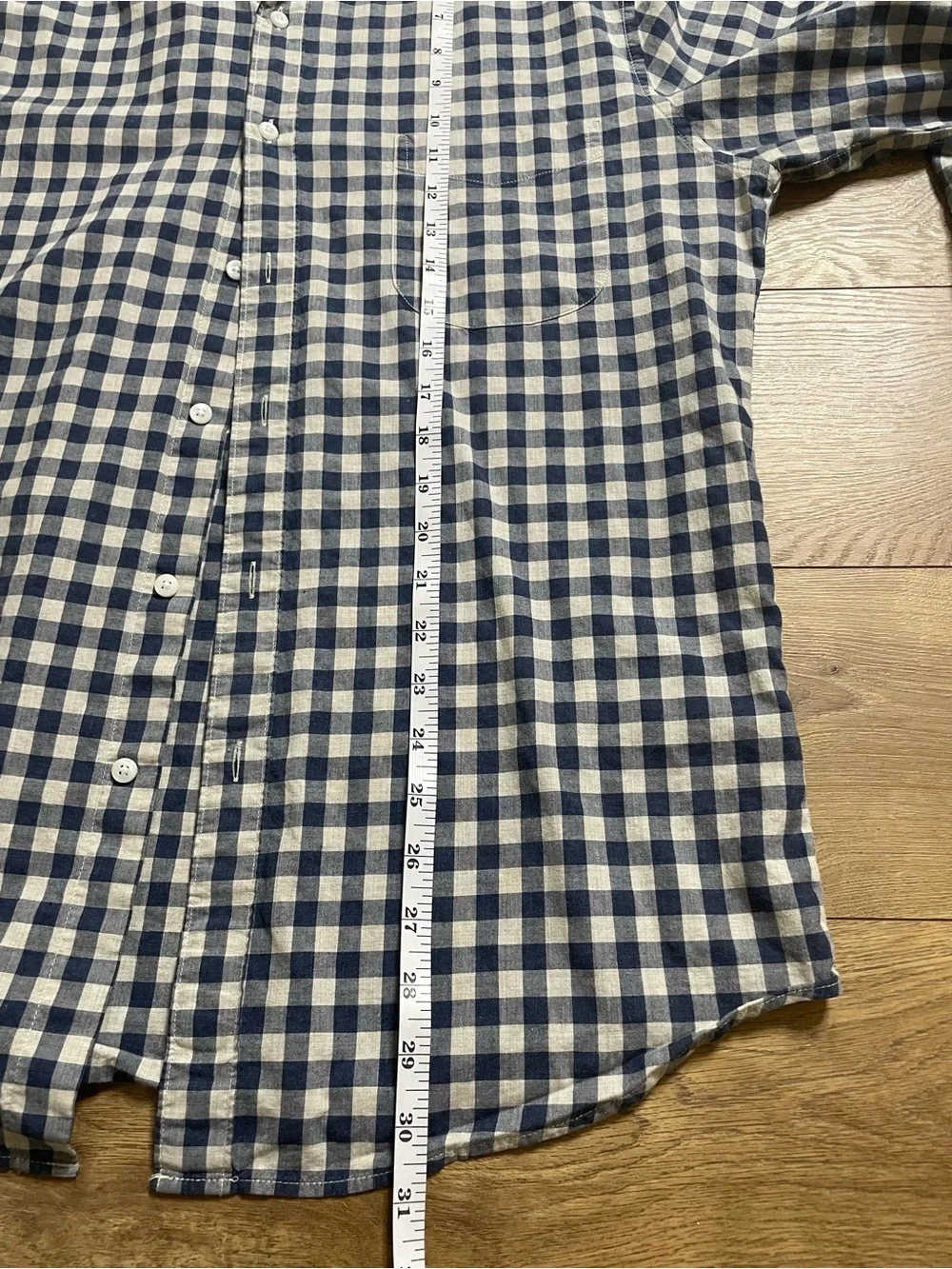 J. Crew Men's Navy and White Gingham Button-Down Shirt